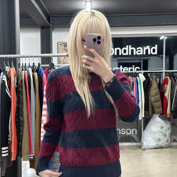 폴로 랄프로렌 스트라이프 케이블 니트