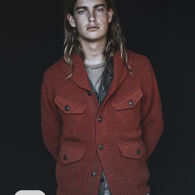 Rrl 더블알엘 울 코튼 숄 칼라 가디건