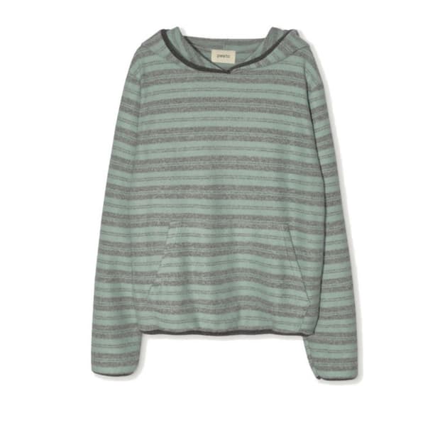 PESTO 페스토 STRIPE SWEAT HOODED TOP TEA