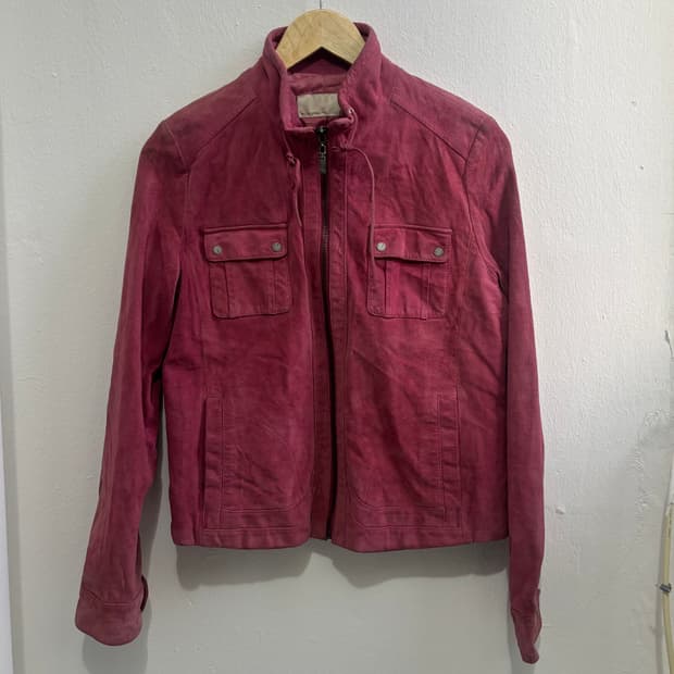 Vintage Pink Suede Zip-Up Jacket