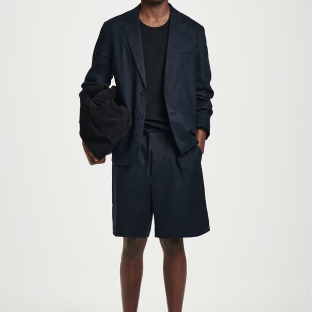 tailored drawstring linen shorts
