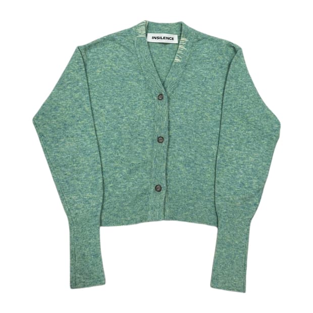 인사일런스 우먼 버튼 울 랩 가디건 피스타치오 멜란지 그린 S