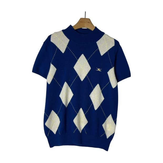 [BURBERRY] 버버리 골프 아가일 반팔 하이넥 니트