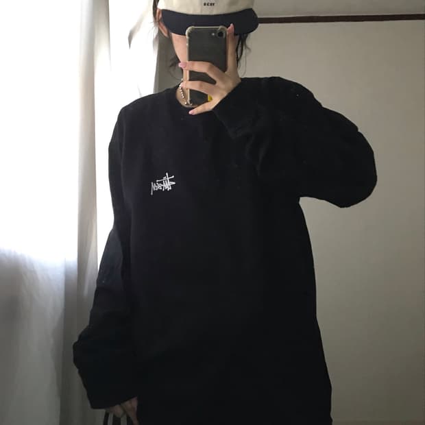 스투시 블랙 빅로고 롱슬리브