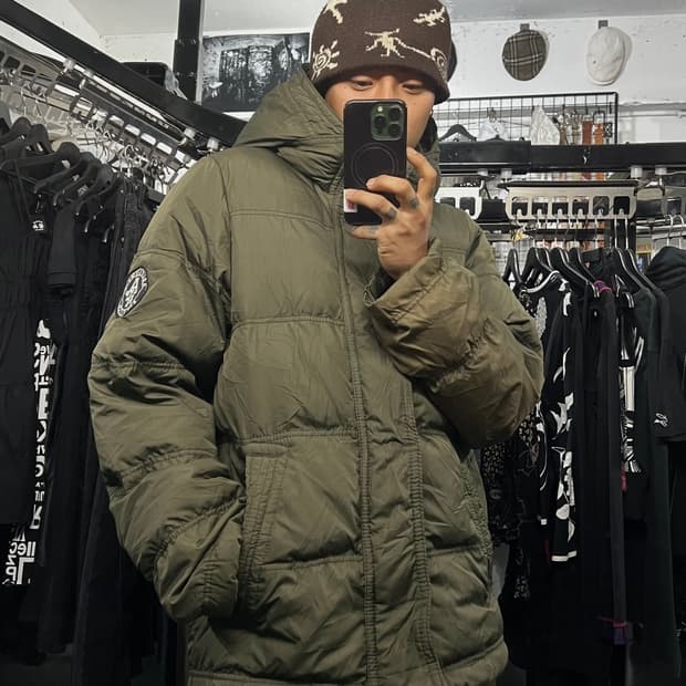 아베크롬비 패딩 카키 L