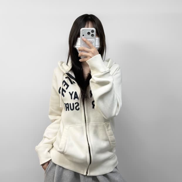 홀리스터 아치 로고 후드집업 화이트