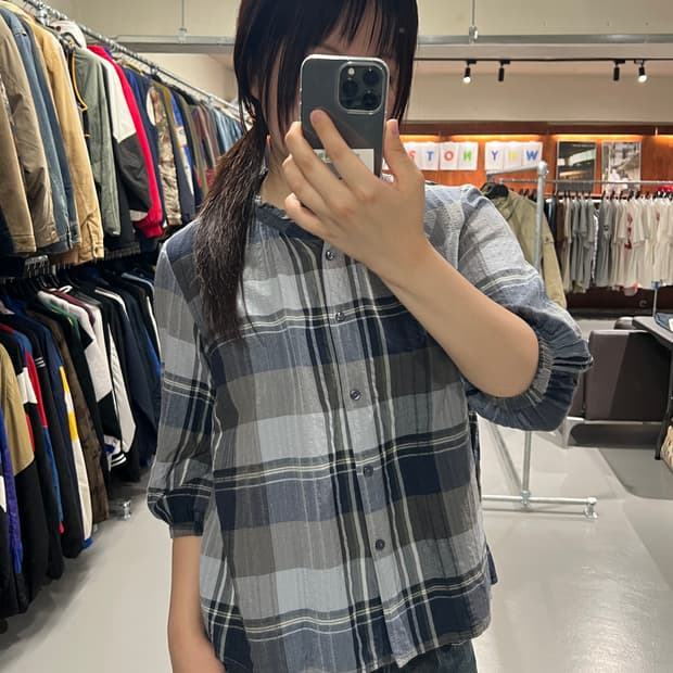 빈티지 체크 블라우스