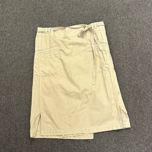 OS)Japanese vintage 베이지 치노 미디 랩스커트