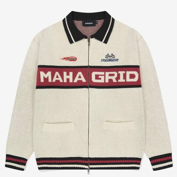 마하그리드 레이싱 집업 니트 가디건