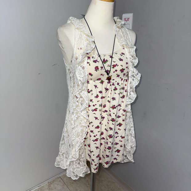 모리 페어리 레이스 프릴 조끼 