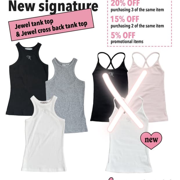 (전컬러) 쓰리타임즈 쥬얼 탱크 탑