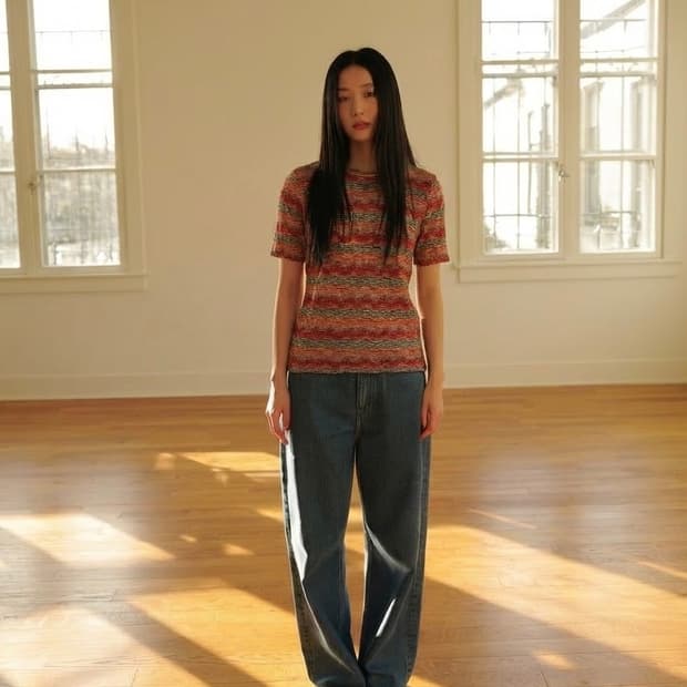 미쏘니 스포츠 멀티 컬러 스트라이프 니트 