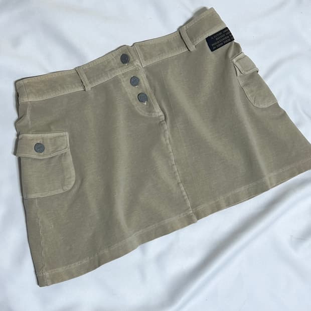 빈티지 베이지 카고 미니스커트