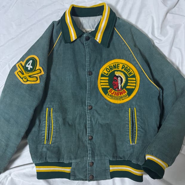 Apollo 와펜 패티 코듀로이 스타디움 자켓 바시티 자켓