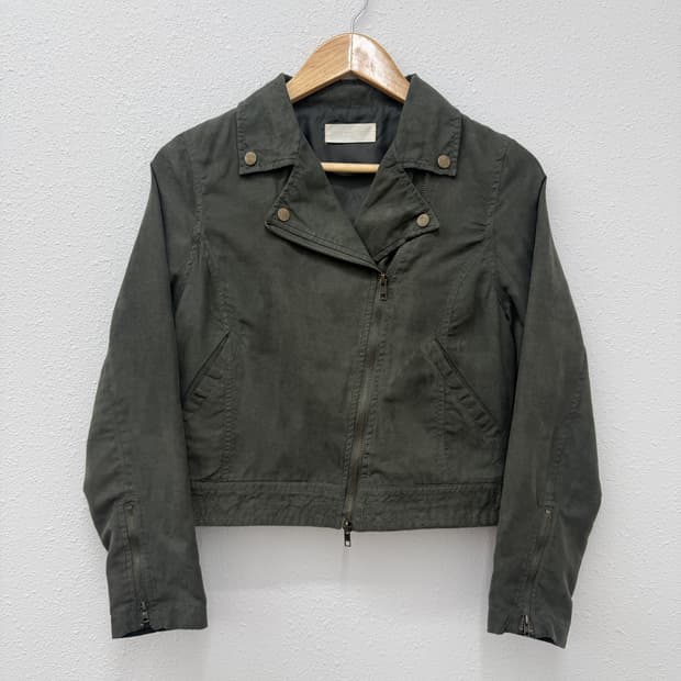 빈티지 카키 스웨이드 라이더 자켓