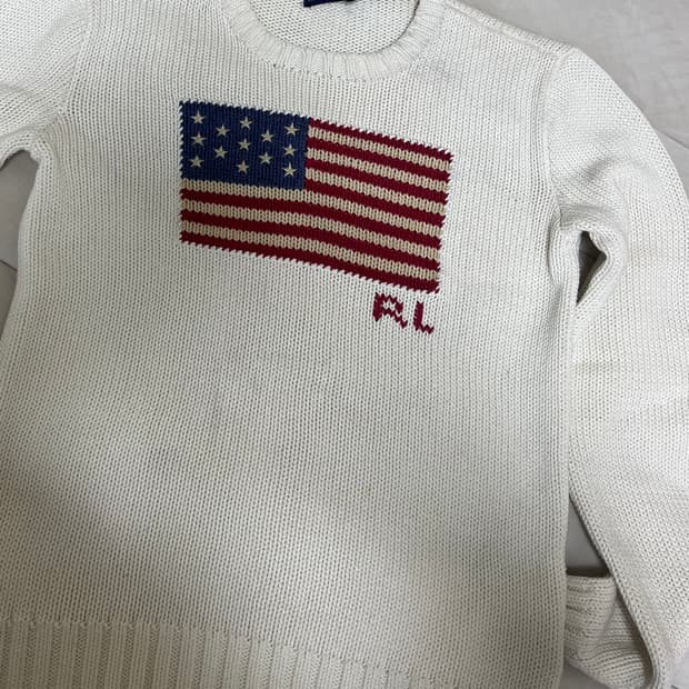 폴로 랄프로렌 성조기 니트 아이보리