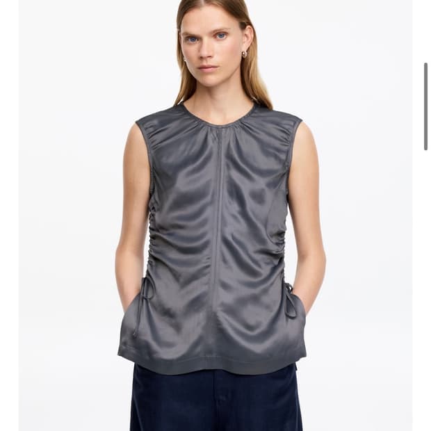 아르켓 arket) 새틴 드로스트링 탑, 그레이 36 새상품(택O)