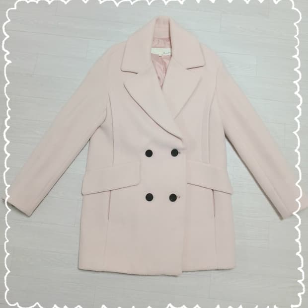 지컷 연핑크 반코트 베이비핑크 딸기우유 코트