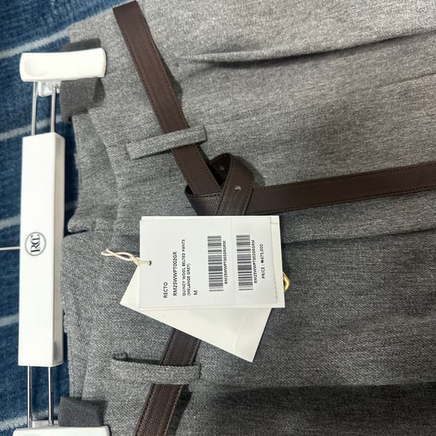 새상품)렉토 퀸시 울 벨티드 슬랙스 회색 M