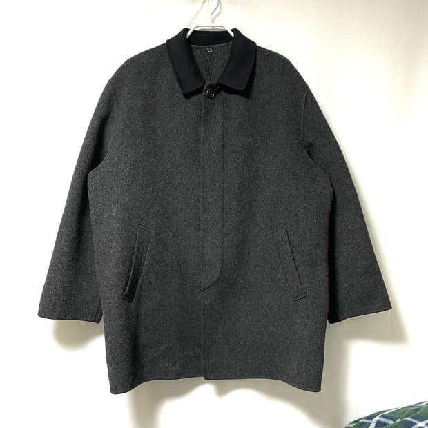 (정품) 입생로랑 남성 여유핏 히든버튼 울 맥코트 _ 차콜 100