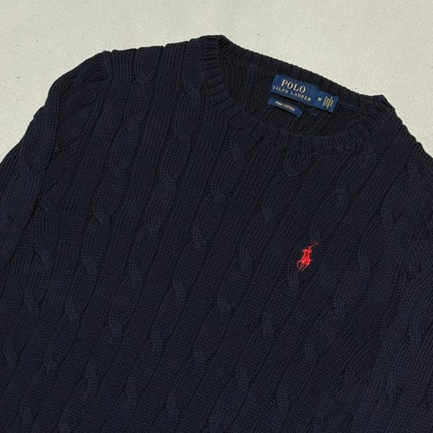 M 폴로랄프로렌 여성용 네이비 케이블 니트