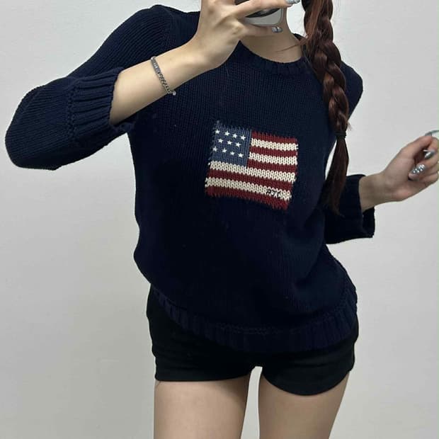 폴로 랄프로렌 진스 성조기 네이비 니트(M)