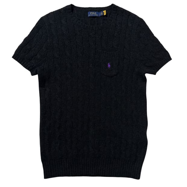 폴로 랄프로렌 울 캐시미어 케이블 라운드 반팔 니트 (신형QR)