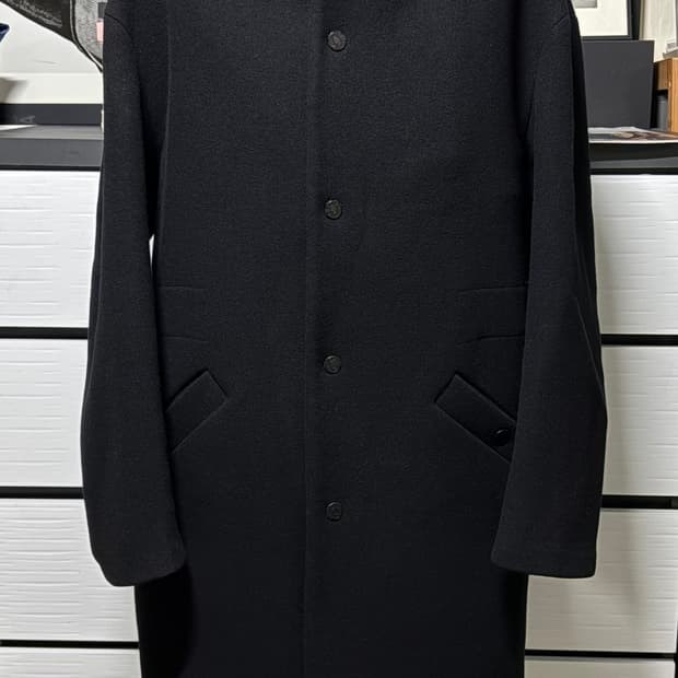 시스템옴므 캐시미어 후드 블랙 오버사이즈 코트