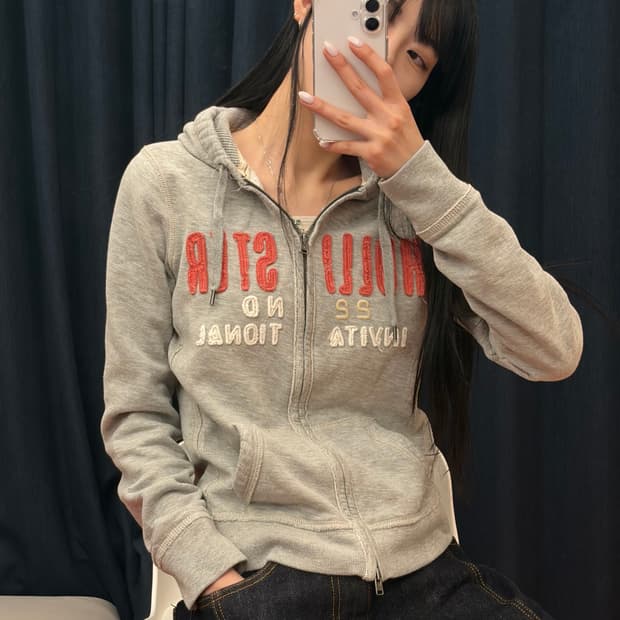 홀리스터 그레이 후드집업 M