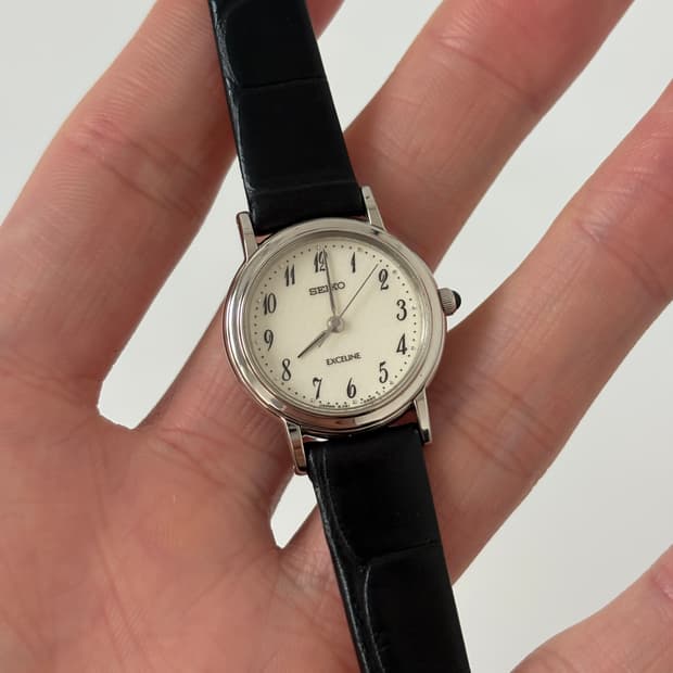 세이코 1990년대 Exceline 아라빅 다이얼 실버 쿼츠 여성