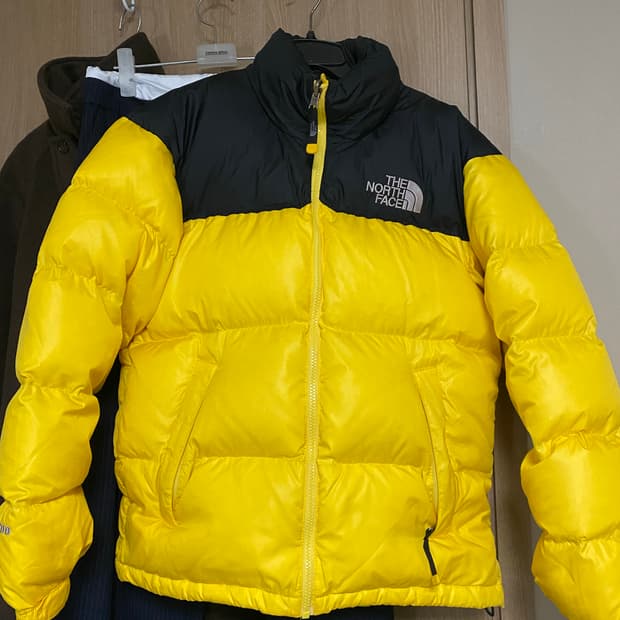 노스페이스 노랑 숏패딩
