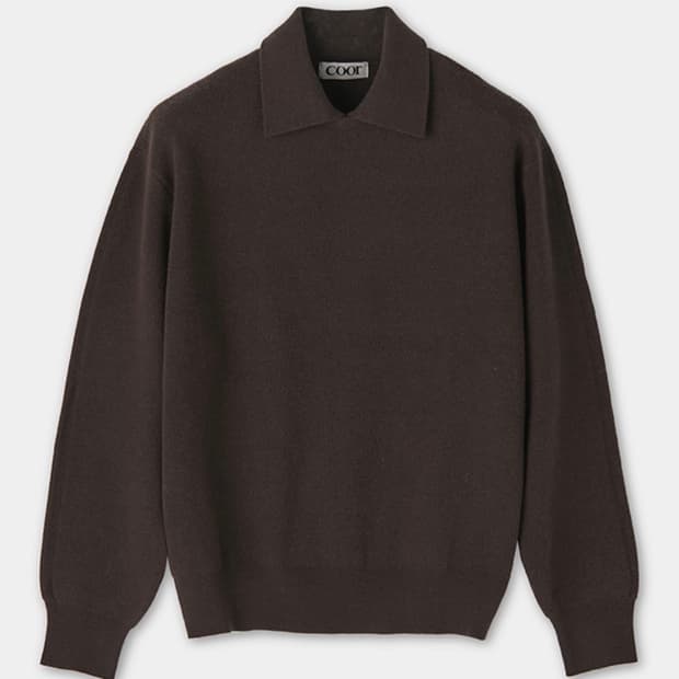 쿠어 캐시 울 레이어드 카라 스웨터 (다크브라운) L사이즈