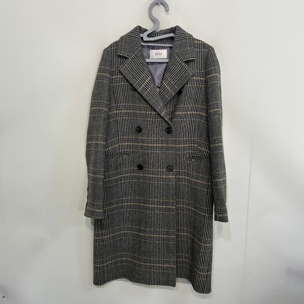 한섬 SJSJ 체크 핸드메이드 코트 55 