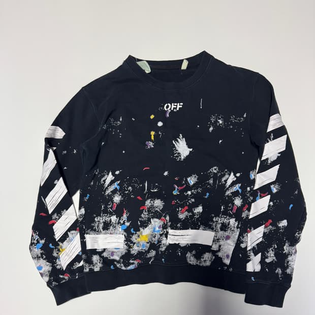 여성 일본 오프화이트 갤럭시 페인팅 맨투맨 S ~ M