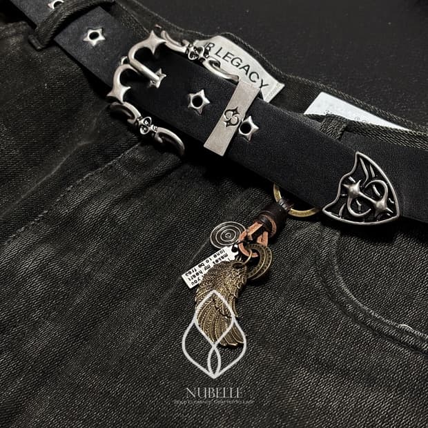 🌗 Chrome buckle belt / 크롬 버클 스터드 웨스턴 벨트