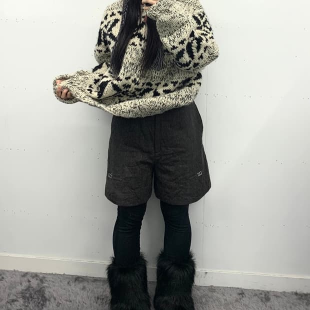 디올 로고 울 버뮤다 숏츠