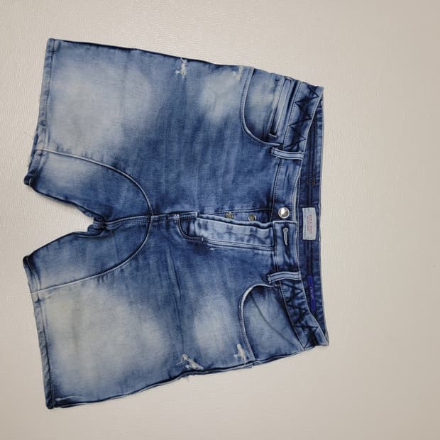 자라맨 ZARAMAN 남자 니트조직 청 반바지 34 블루