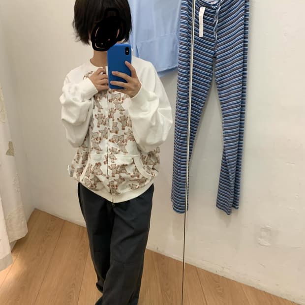 Teddy jersey zip up(milkbear)