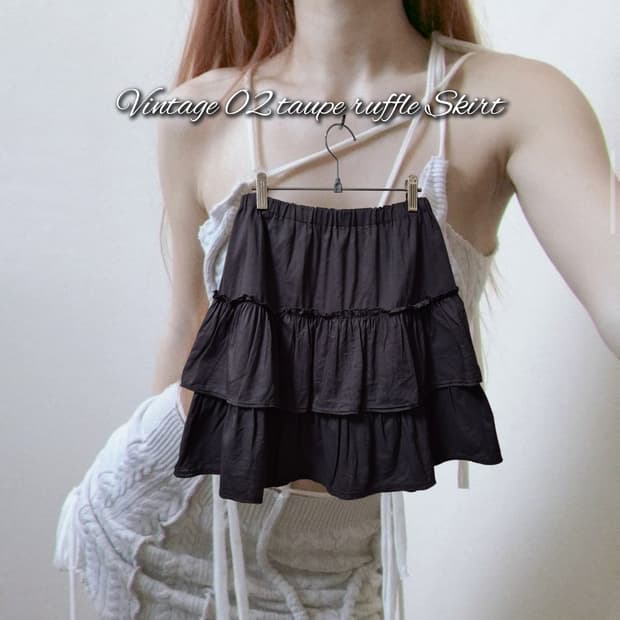 Vintage 02 taupe ruffle Skirt