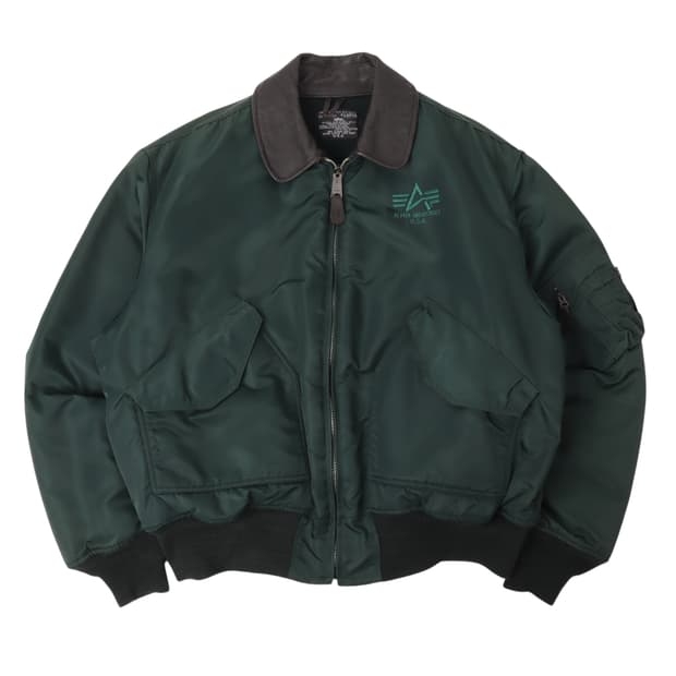 알파인더스트리 그린 cwu-45p 레더카라 자켓