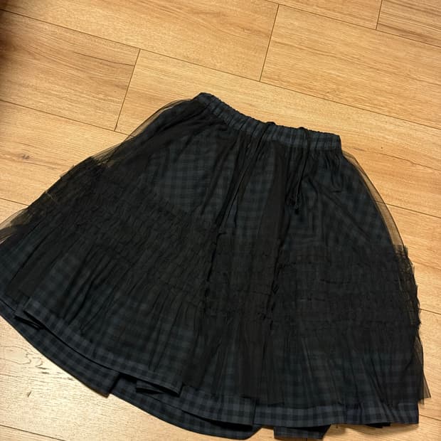 오헤시오 시어 프릴 스커트 카키체크