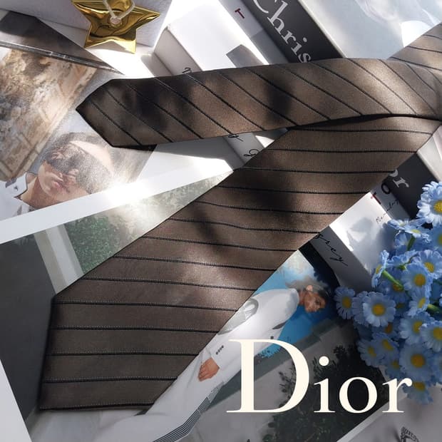 DIOR 디올 넥타이 브라운 스트라이프 8.6cm A등급 K2821
