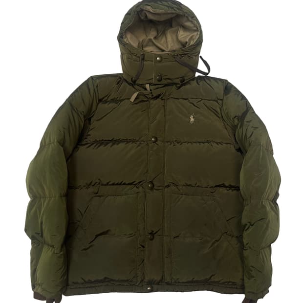 폴로 랄프로렌 카키 나일론 워싱숏푸퍼패딩 M