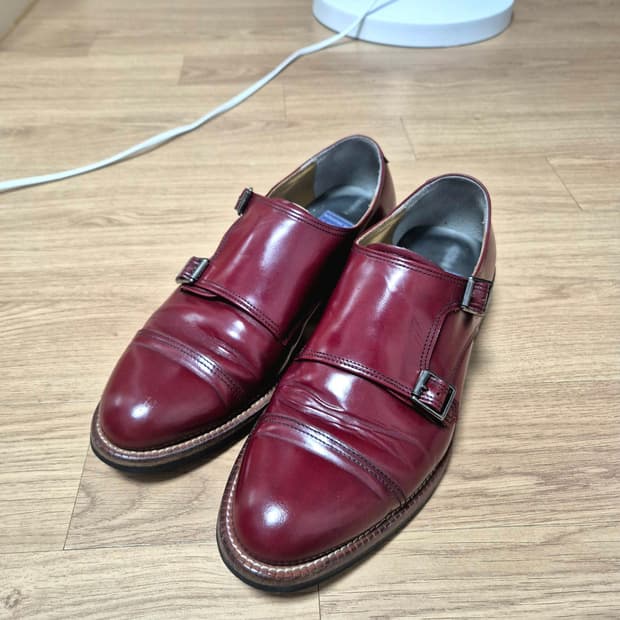 (265) 버건디 더블 몽크 스트랩 구두 정장화