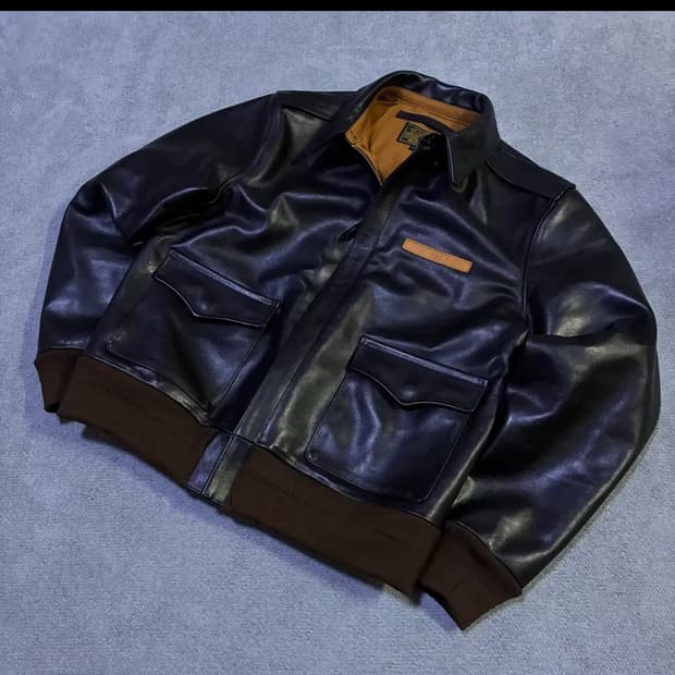 블랙 가죽 블루종 자켓 