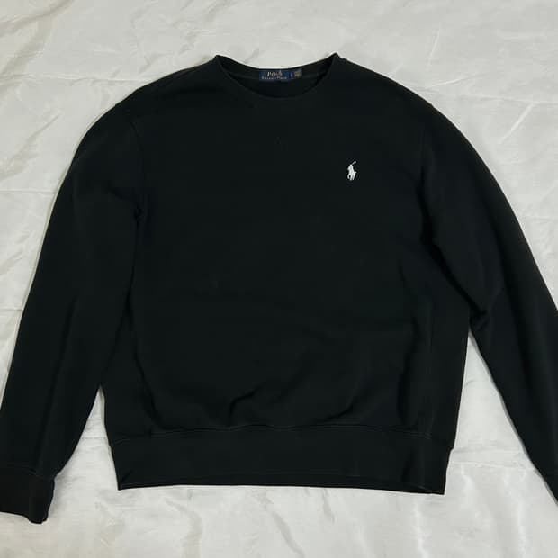 폴로 블랙 기모 맨투맨