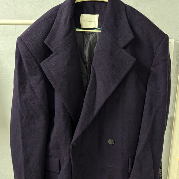 인스턴트펑크 오버핏 더블 롱코트 퍼플