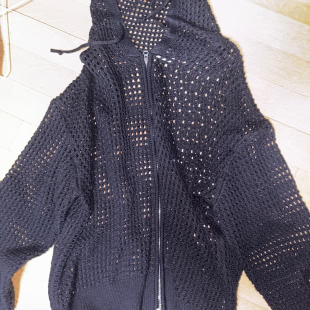 그물 니트 집업 