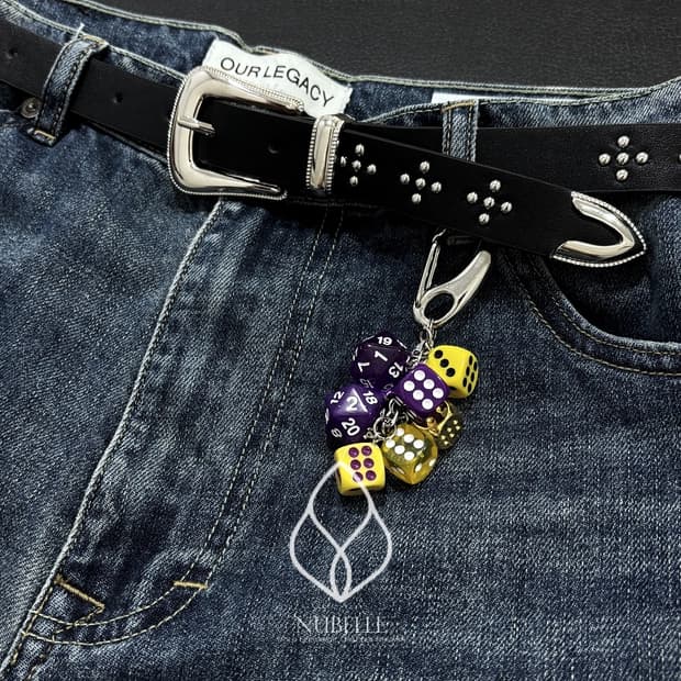 🌗 Cross tiny stud belt / 크로스 스터드 가죽 벨트