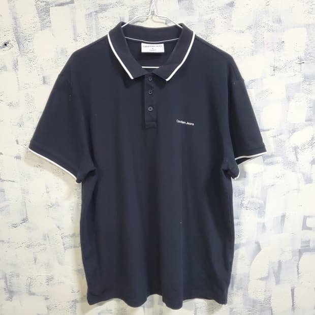 캘빈클라인진스 블랙 카라 반팔티셔츠 